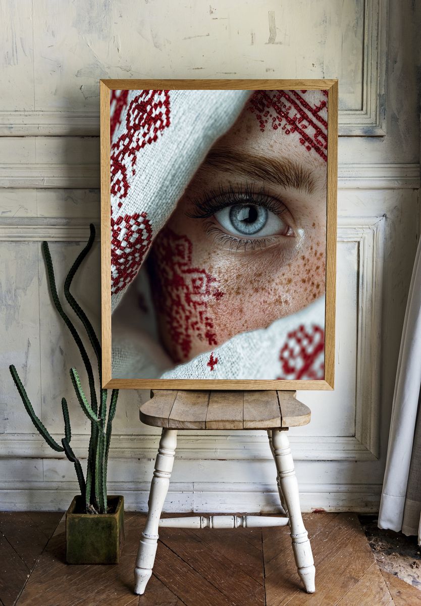 Freckled Eye Portrait Print. room preview