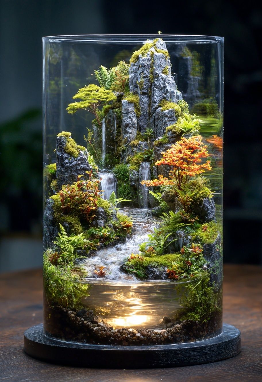 Miniature Terrarium Waterfall Photography Poster. poster detail