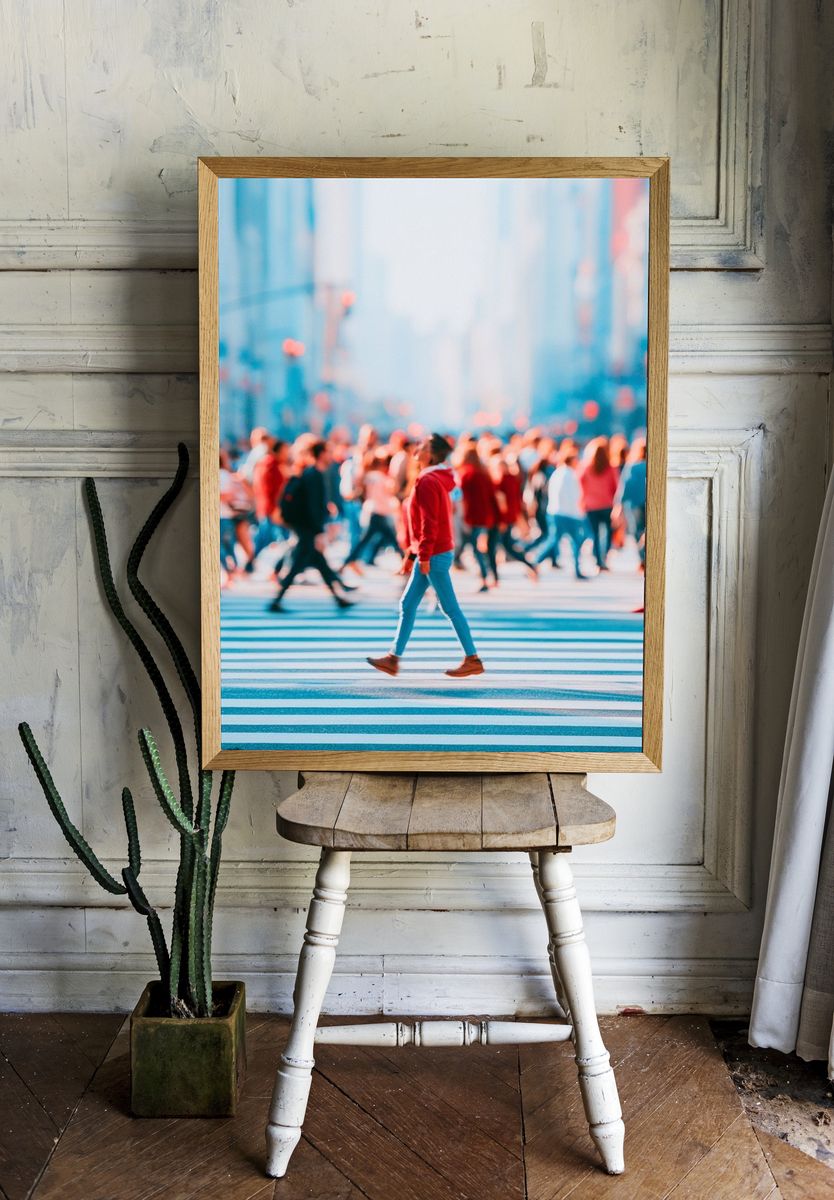 City Crosswalk Crowd Photography Poster. — room view 1