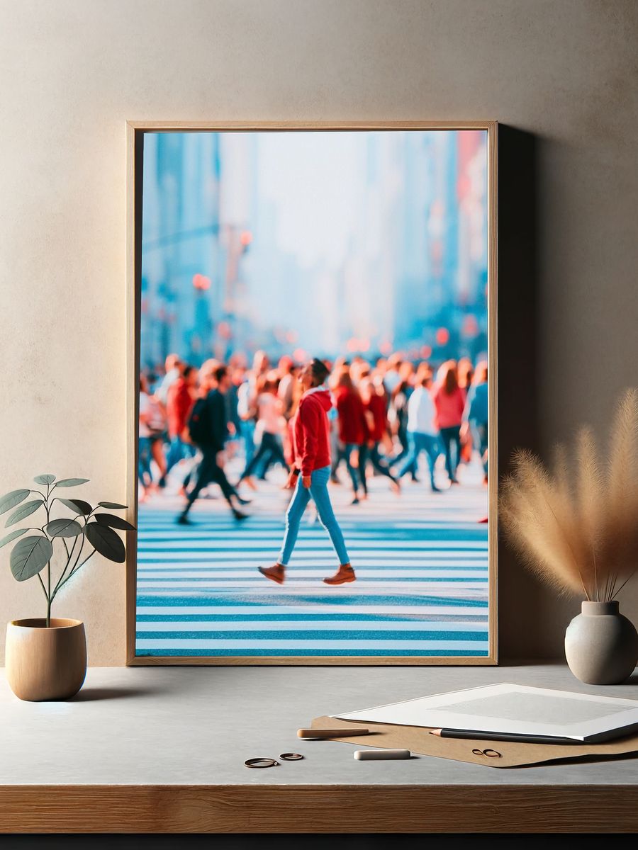 City Crosswalk Crowd Photography Poster. — room view 2