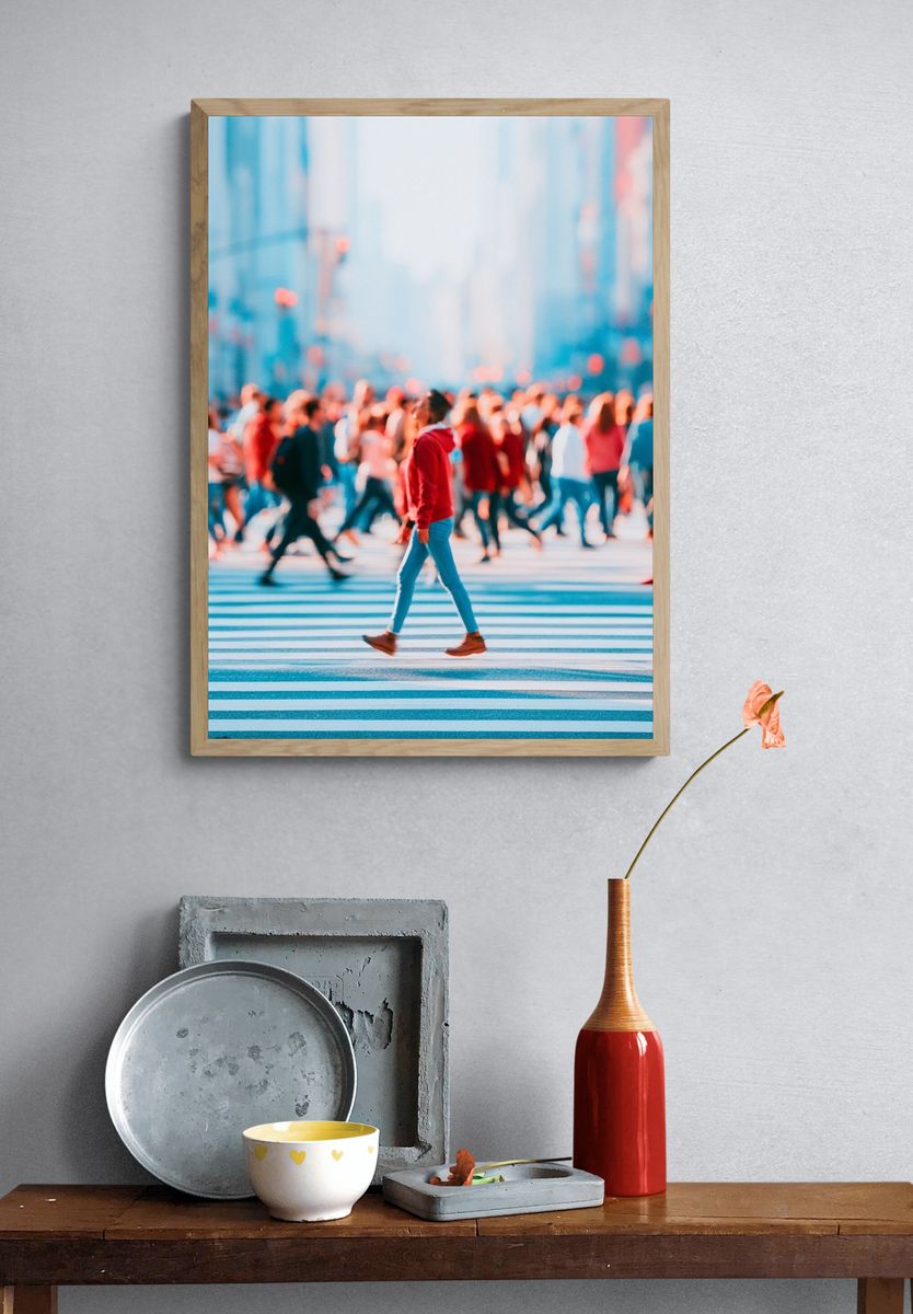 City Crosswalk Crowd Photography Poster. — room view 3