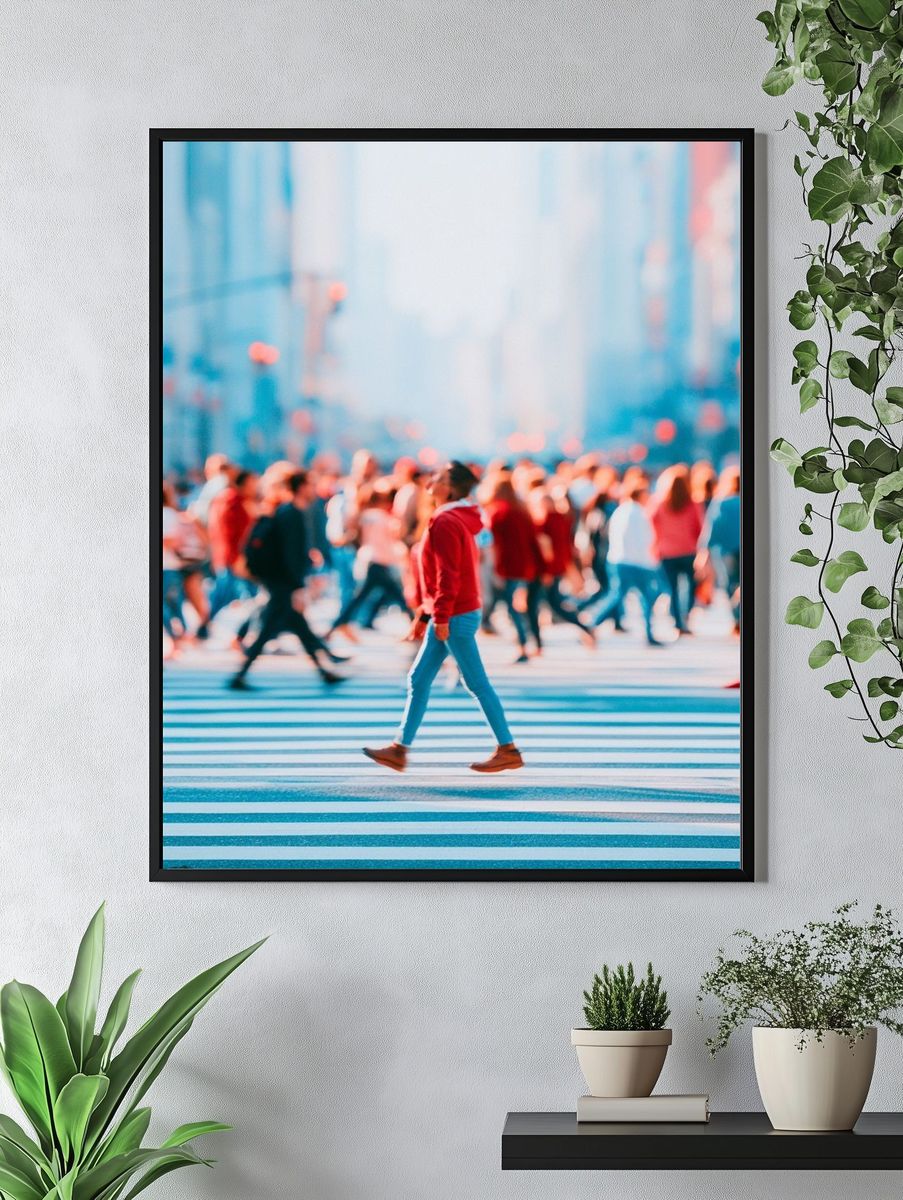 City Crosswalk Crowd Photography Poster. — room view 4