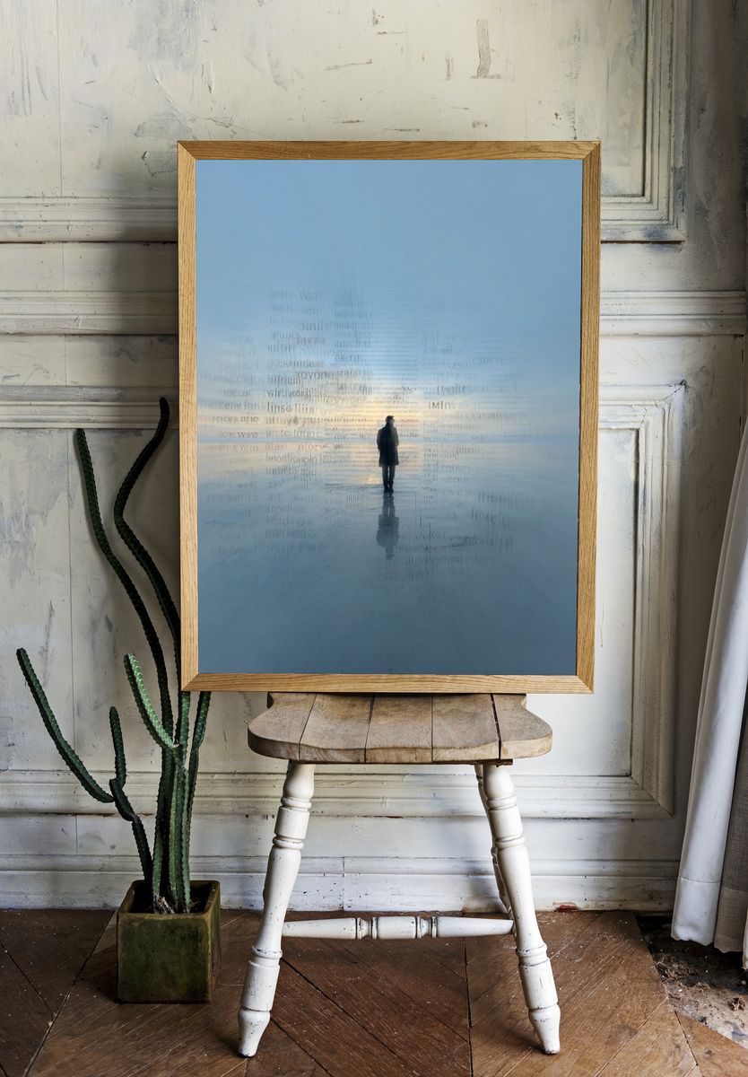 Solitary Figure in Blue Mist Print. — room view 1