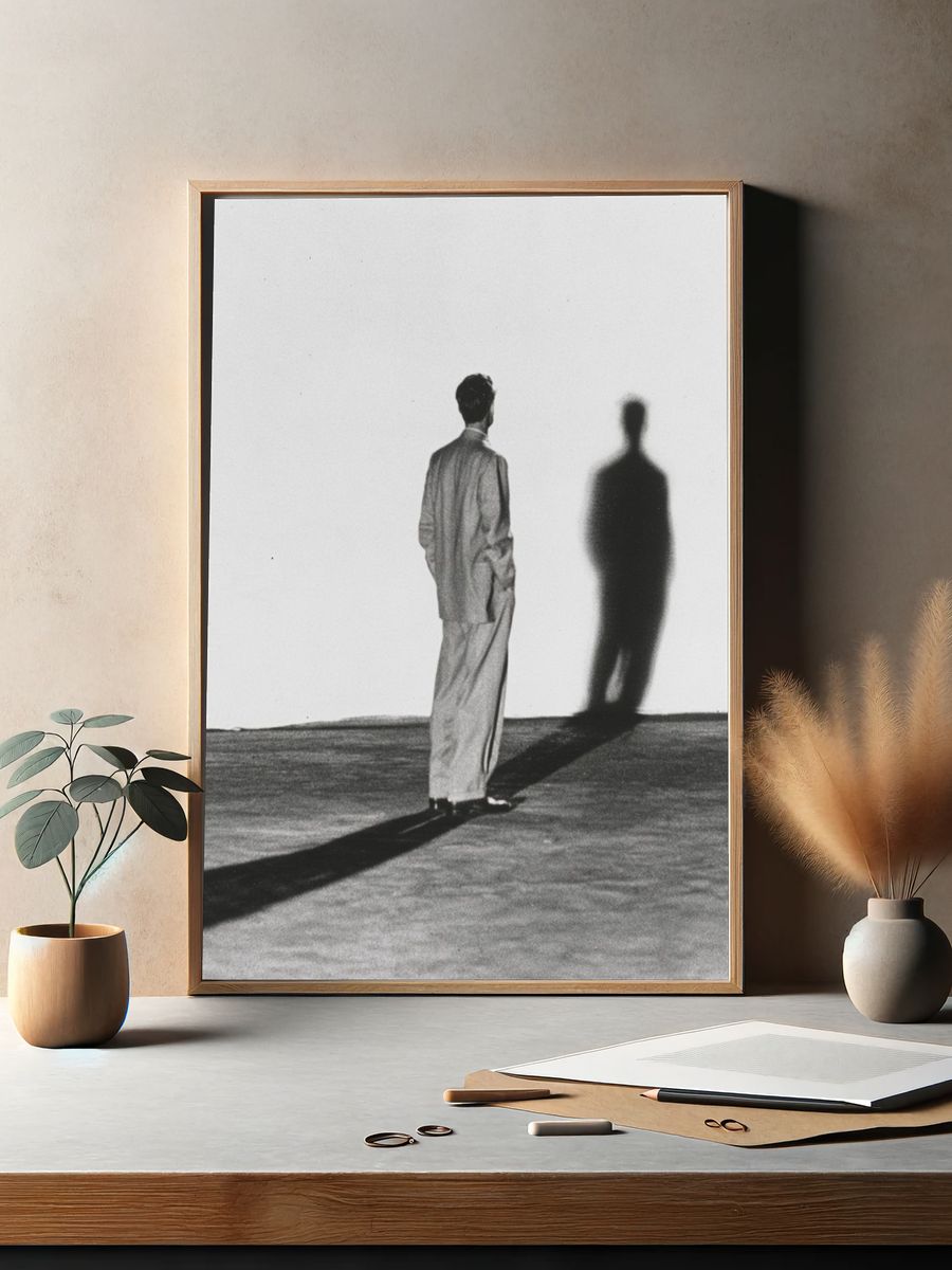 Shadow Figure Black-White Poster. — room view 2