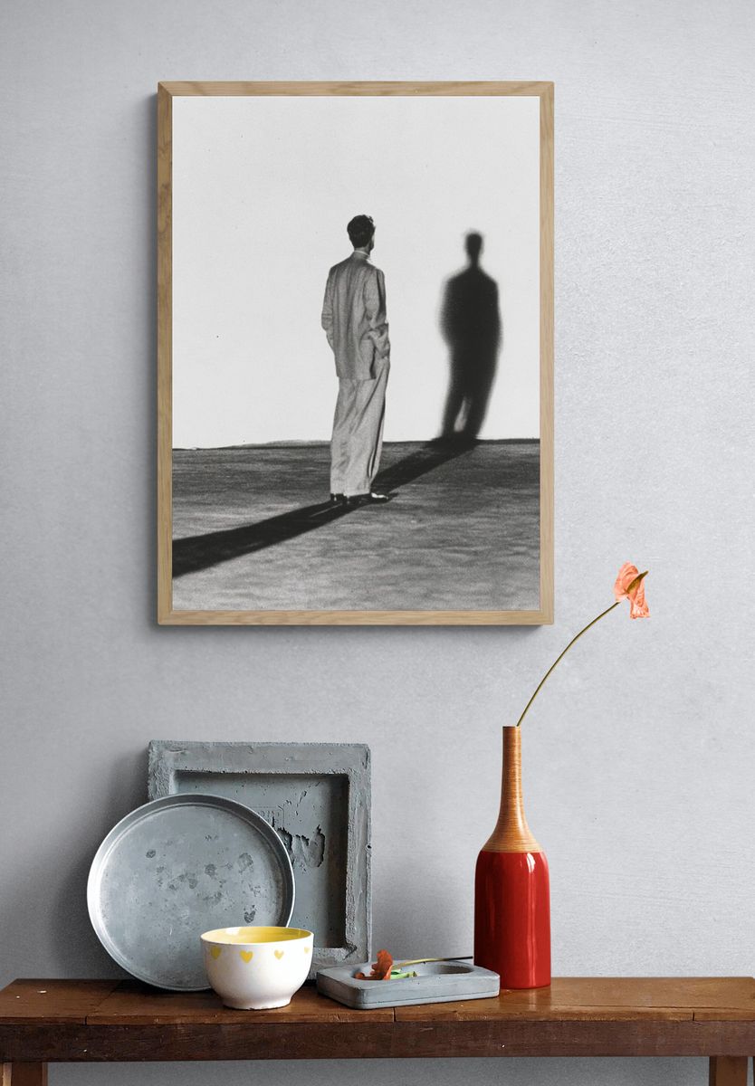 Shadow Figure Black-White Poster. — room view 3