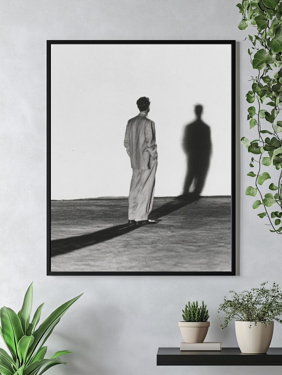 Shadow Figure Black-White Poster. — room view 4