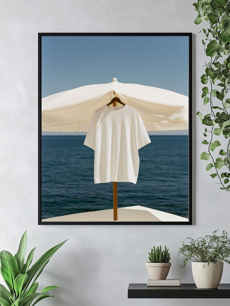 Seaside Umbrella Shirt Photography Poster. — room view 4