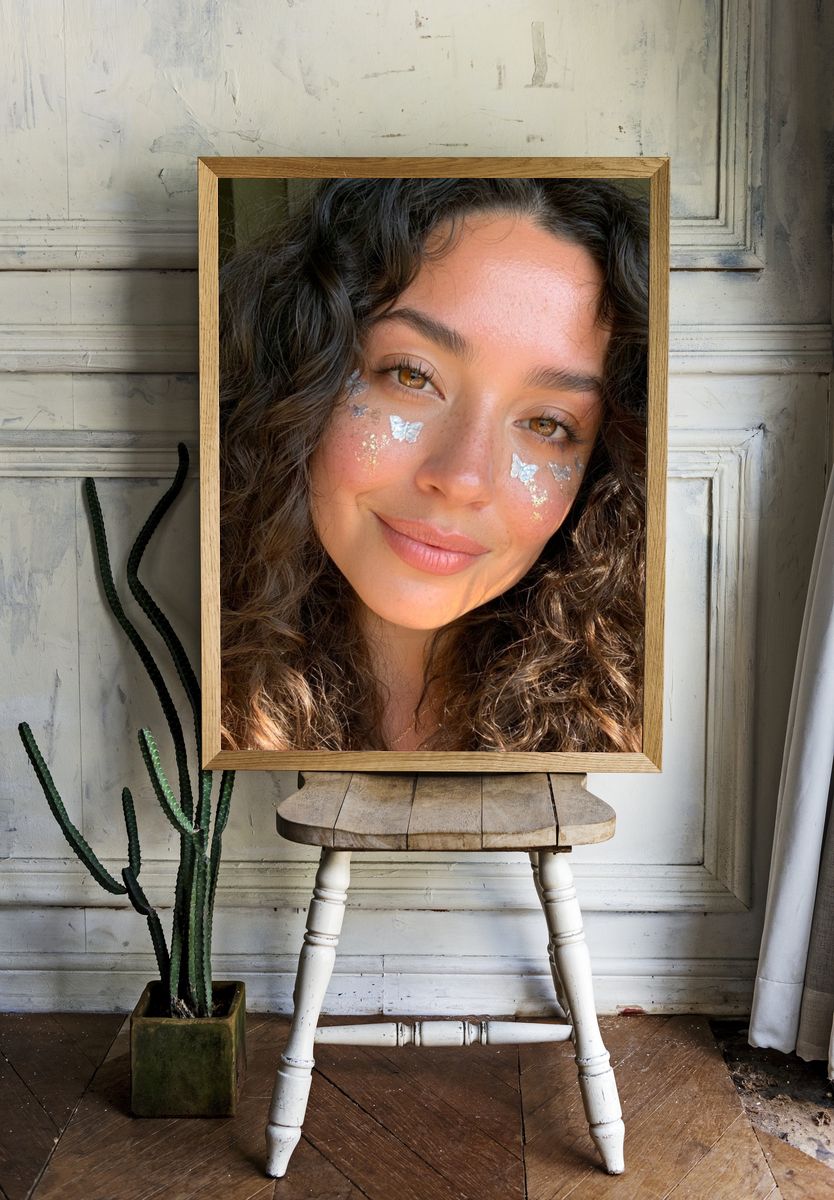 Butterfly Face Portrait Photography Poster. — room view 1