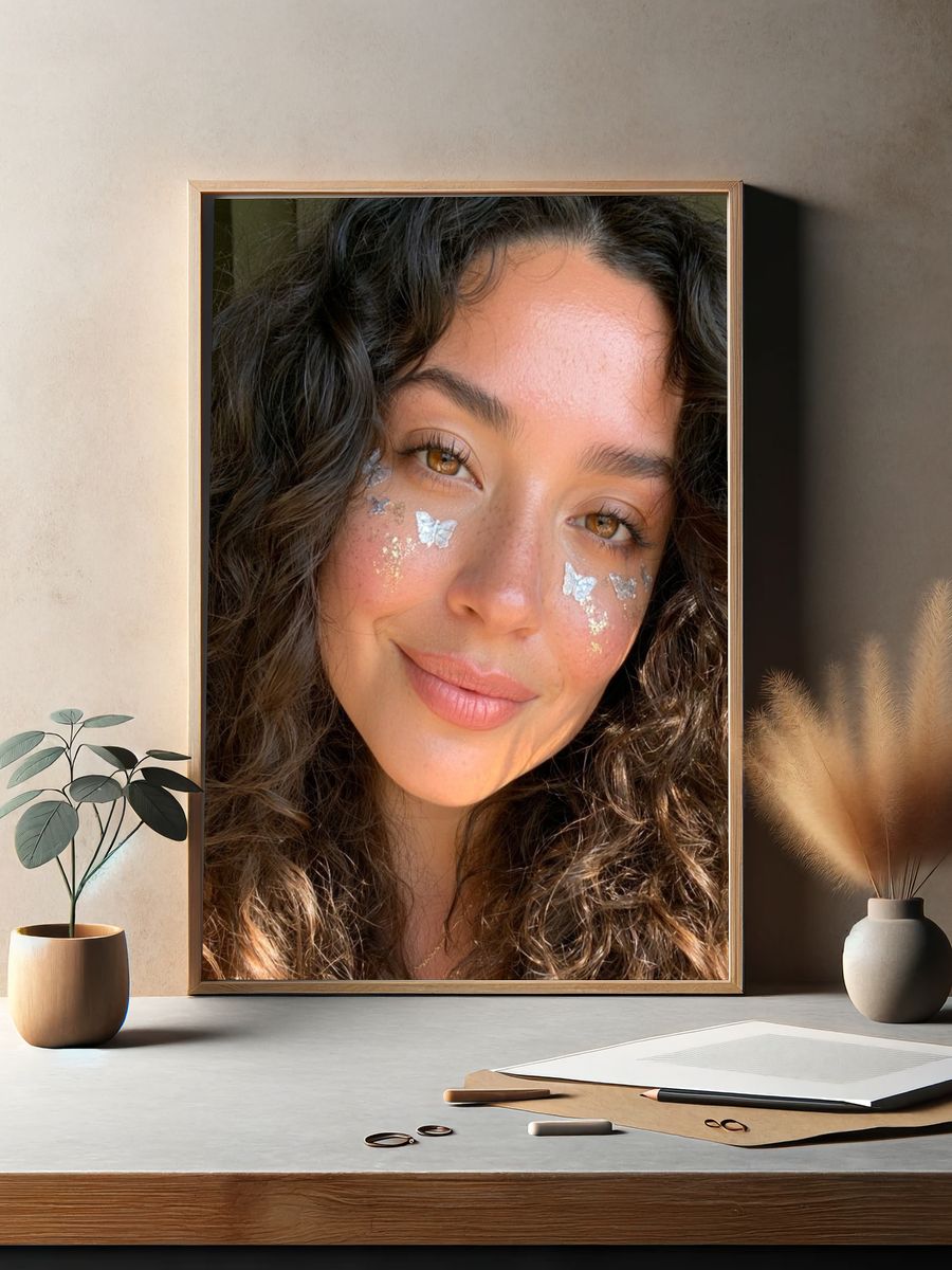 Butterfly Face Portrait Photography Poster. — room view 2