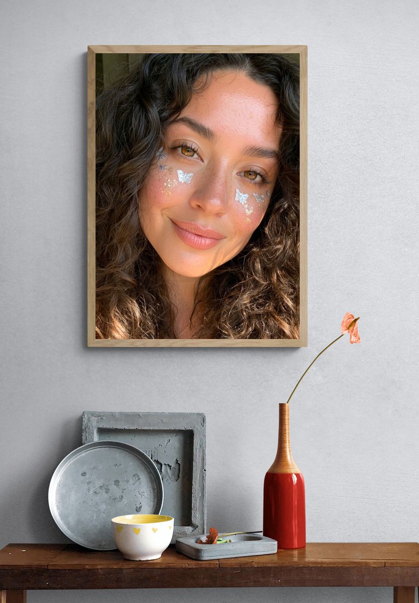 Butterfly Face Portrait Photography Poster. — room view 3