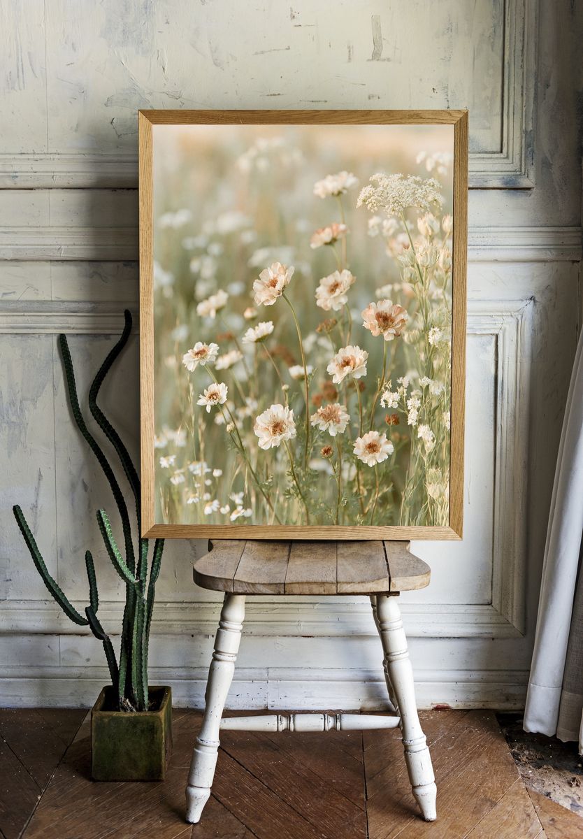 Soft Wildflower Meadow Photography Poster. room preview