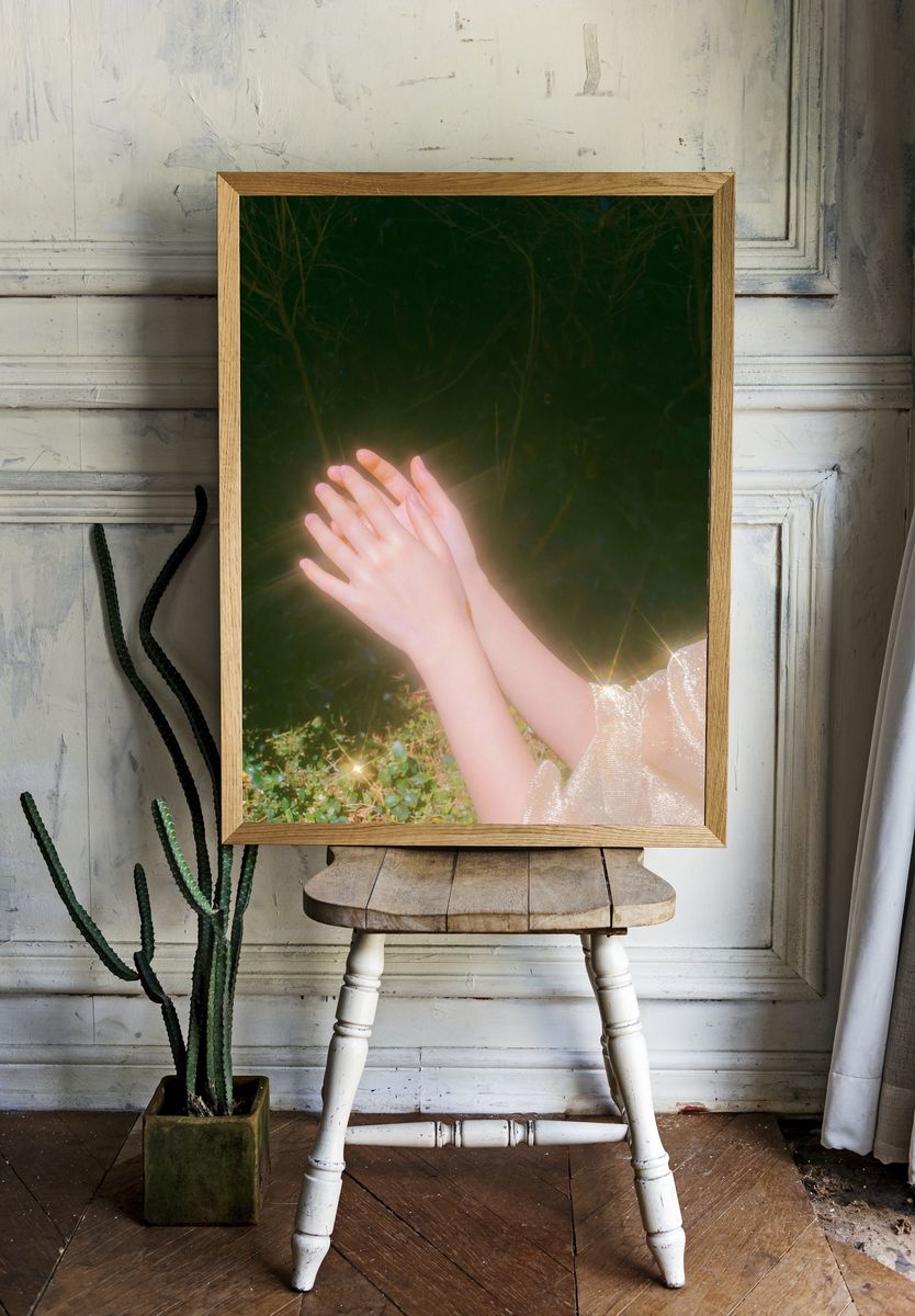Dreamy Hands in Light Photography Poster. — room view 1