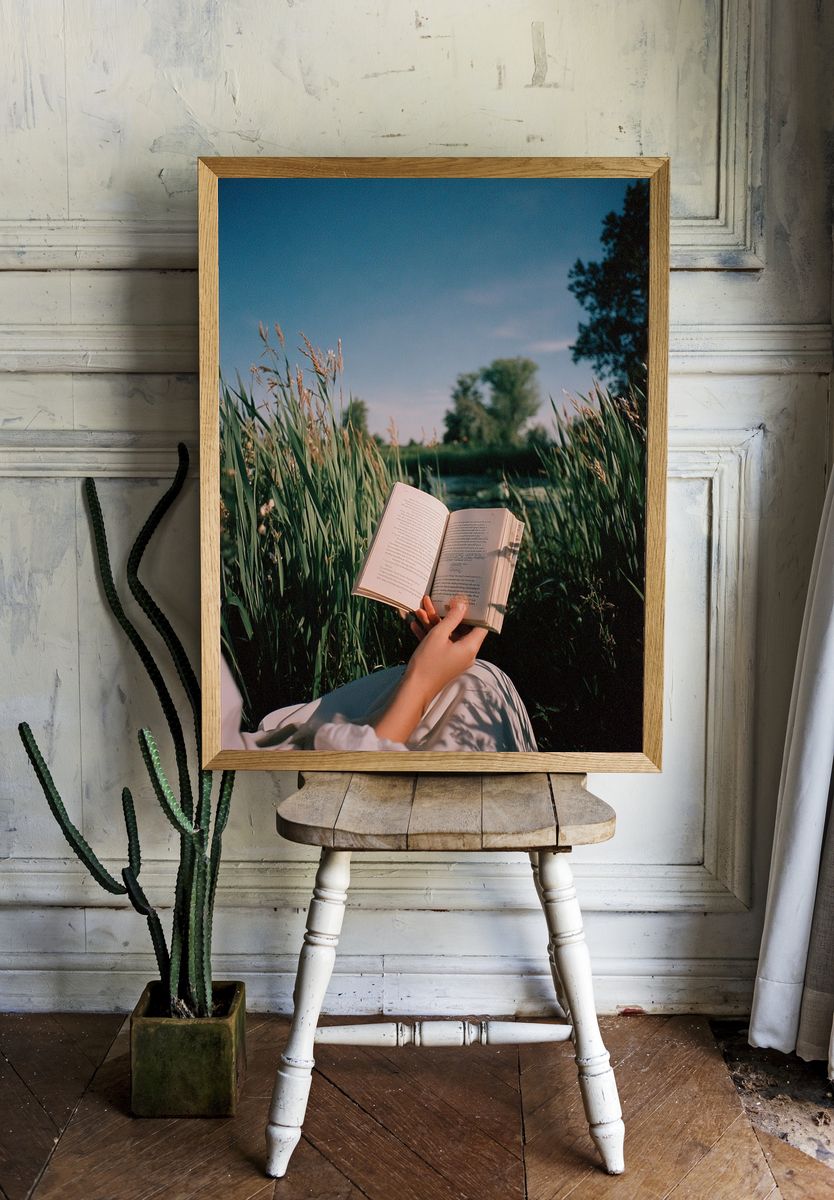 Reading in the Meadow Photography Poster. — room view 1