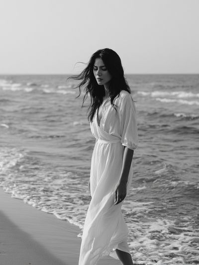 Seaside Woman Black-White Poster.