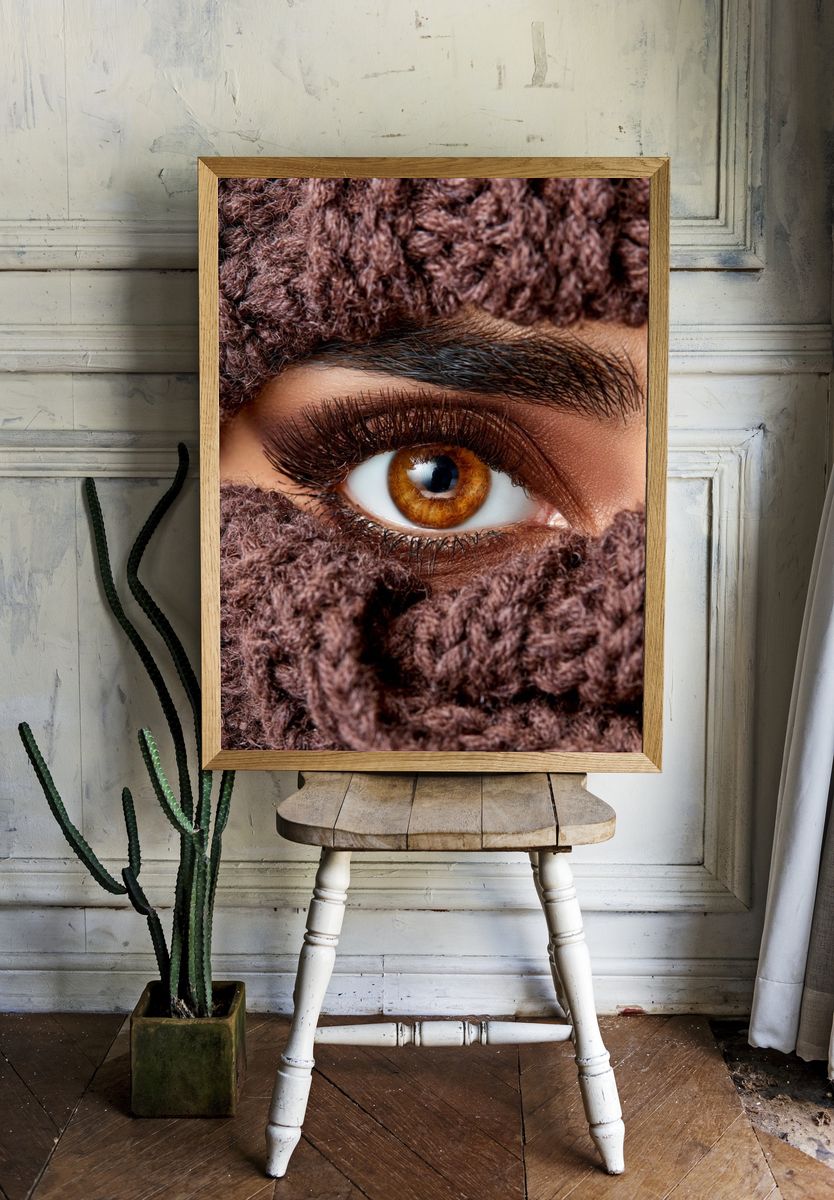 Brown Eye Textile Portrait Poster. — room view 1