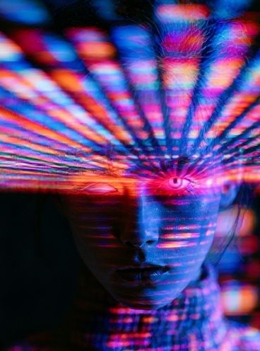 Neon Prism Face Photography Poster. poster — photography art