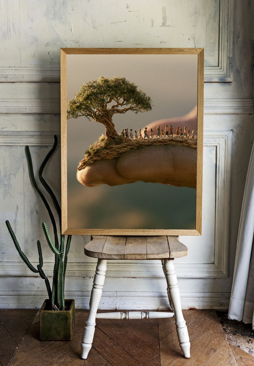Tiny Tree on Finger Photography Print. — room view 1