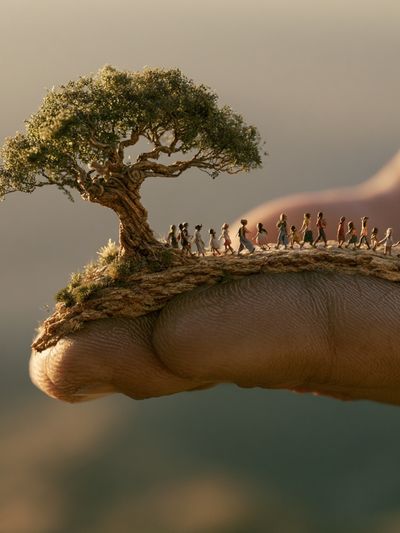 Tiny Tree on Finger Photography Print.