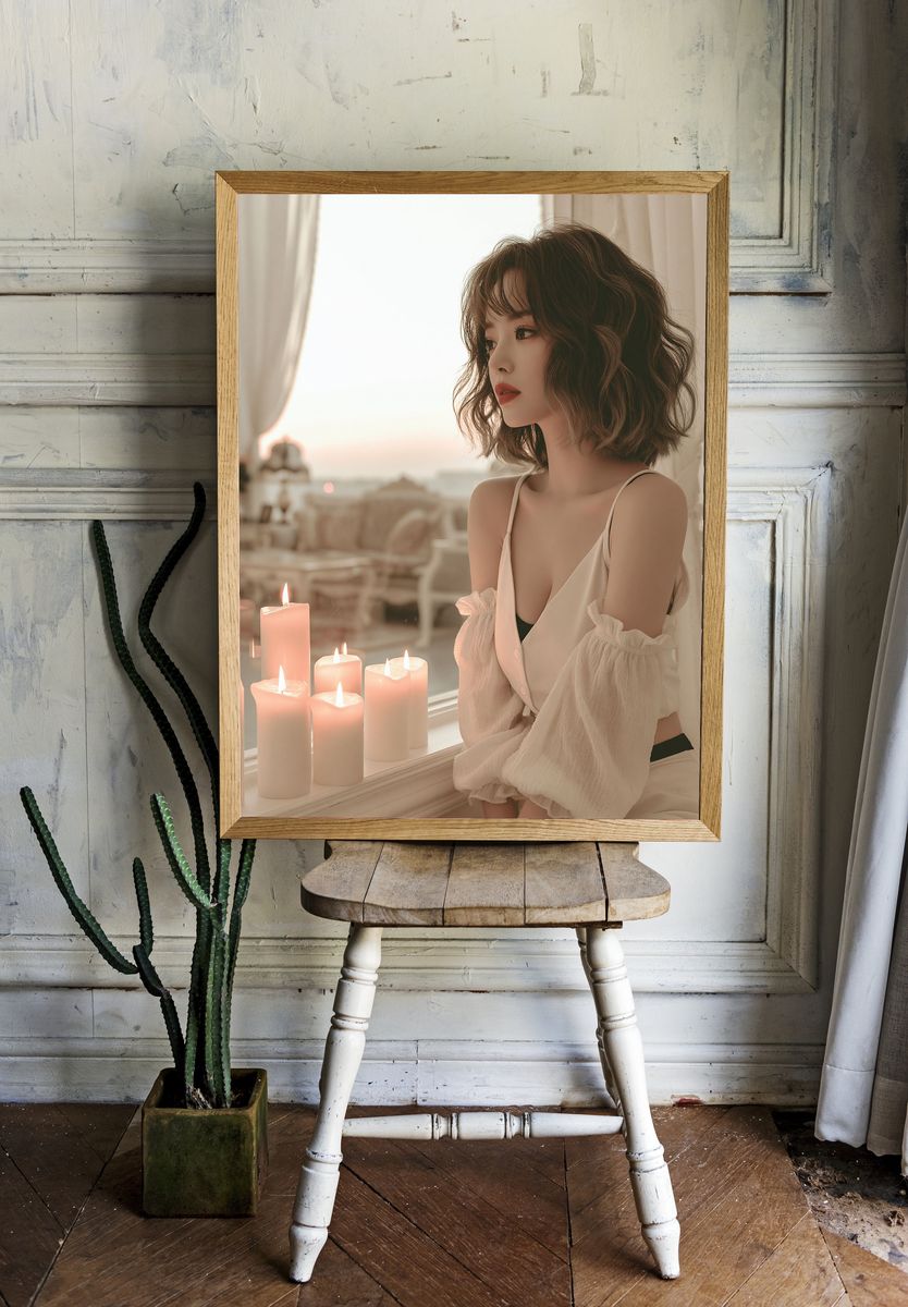 Soft Candlelit Portrait Print. — room view 1