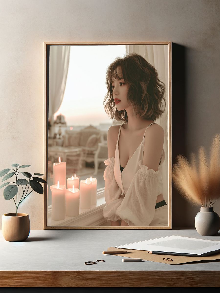 Soft Candlelit Portrait Print. — room view 2