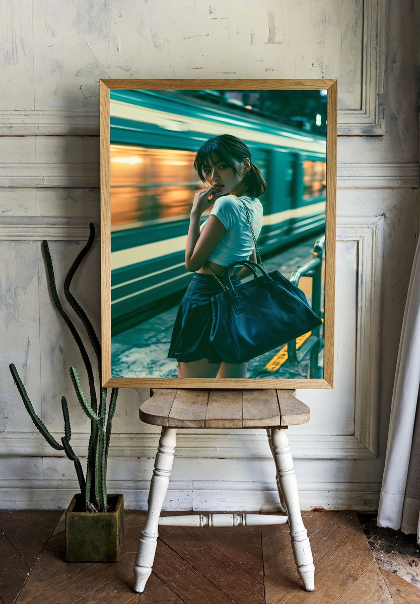 Neon Street Portrait Poster. room preview