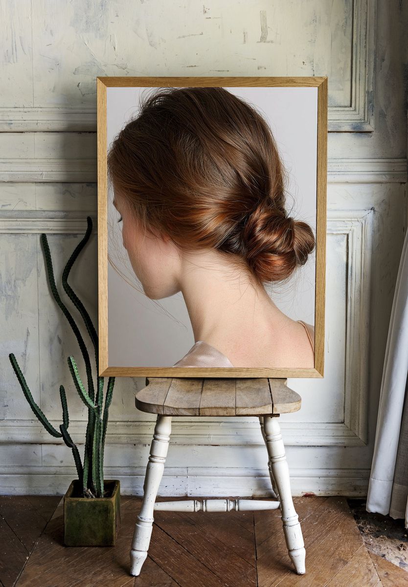 Elegant Bun Portrait Print. — room view 1