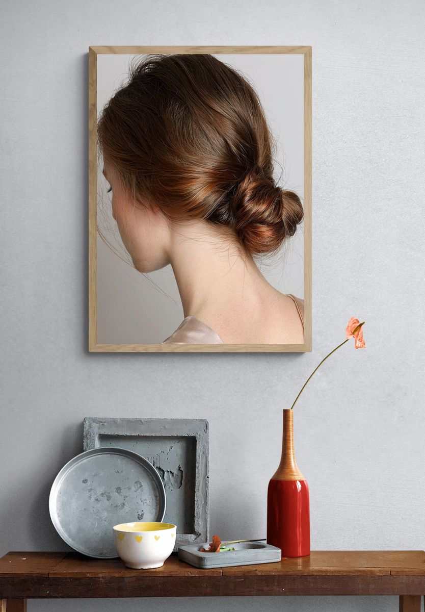 Elegant Bun Portrait Print. — room view 3