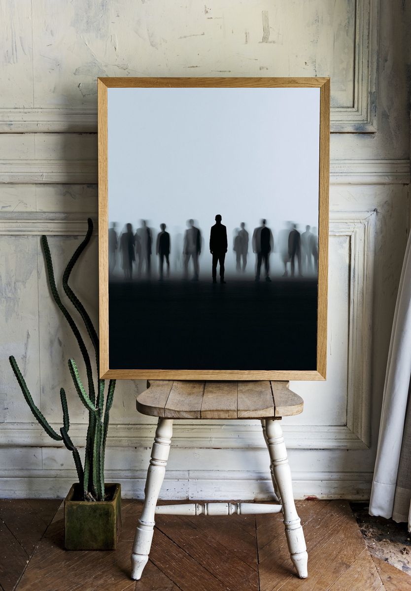 Lonely Crowd Silhouette Photography Poster. — room view 1