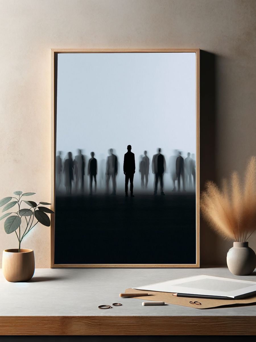 Lonely Crowd Silhouette Photography Poster. — room view 2