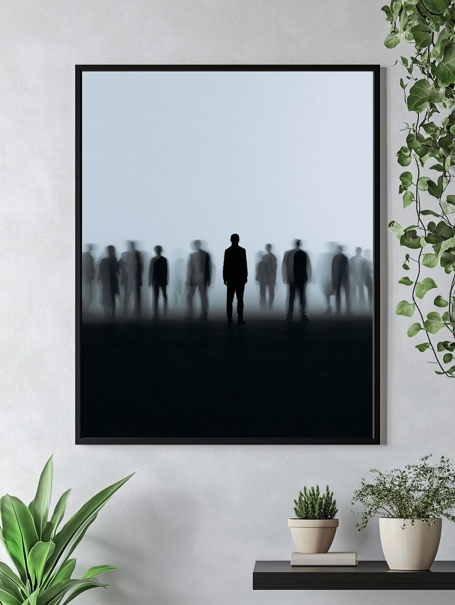 Lonely Crowd Silhouette Photography Poster. — room view 4