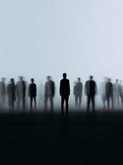 Lonely Crowd Silhouette Photography Poster. poster