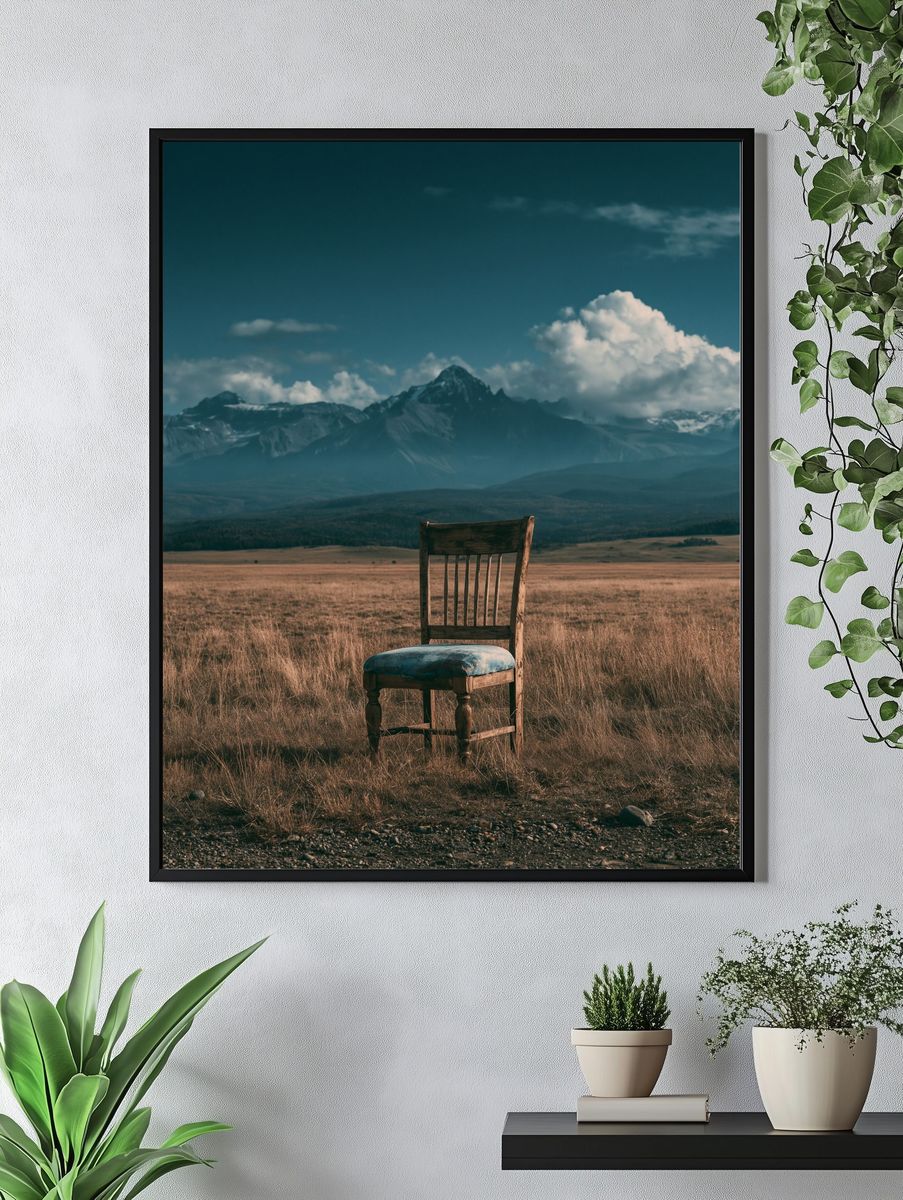 Solitary Chair in Mountain Meadow Print. — room view 4