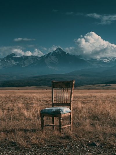Solitary Chair in Mountain Meadow Print.