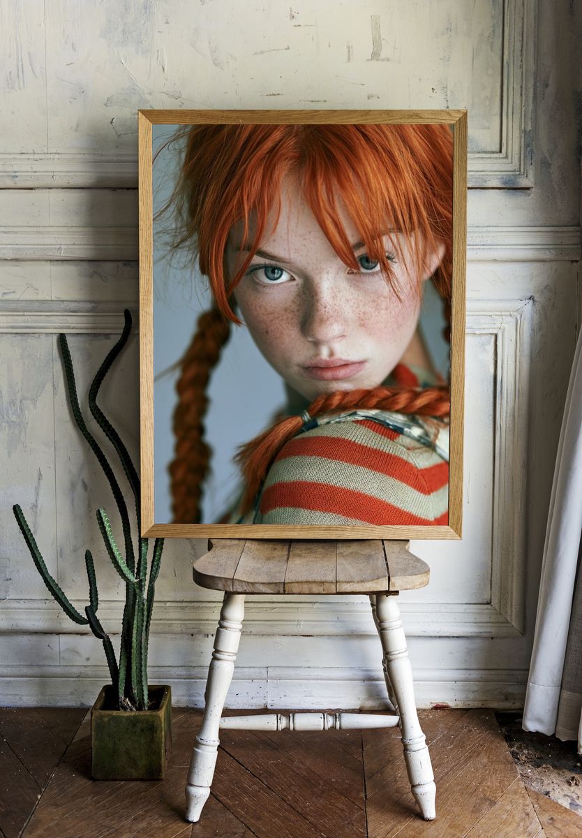 Freckled Red-Haired Portrait Print. — room view 1