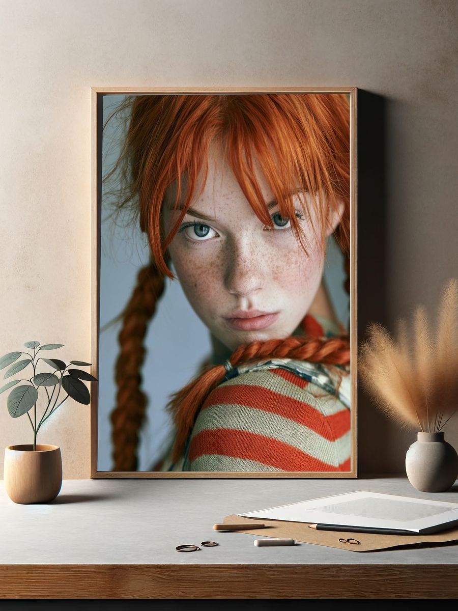 Freckled Red-Haired Portrait Print. — room view 2