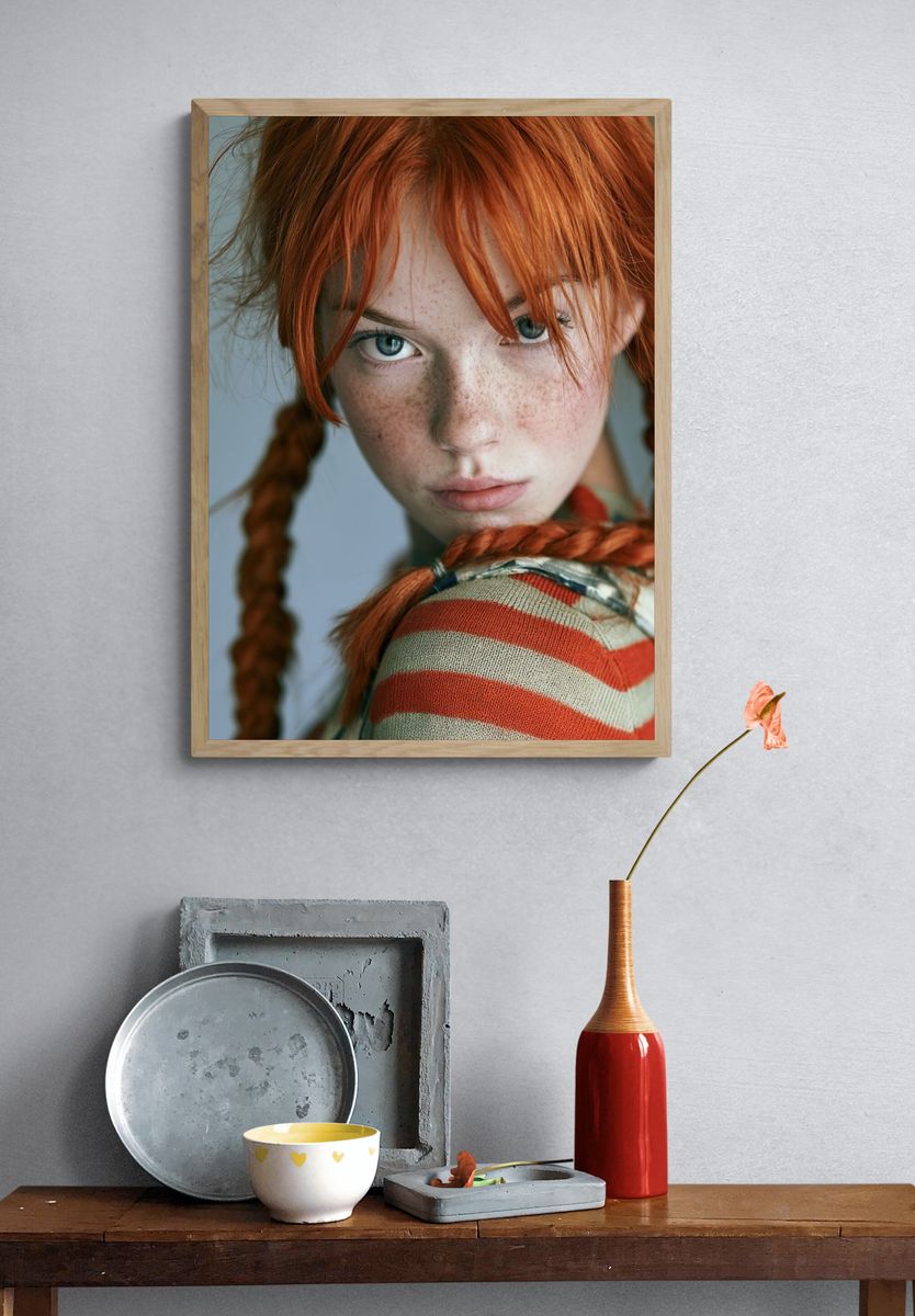 Freckled Red-Haired Portrait Print. — room view 3