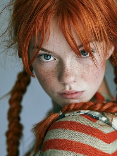 Freckled Red-Haired Portrait Print.
