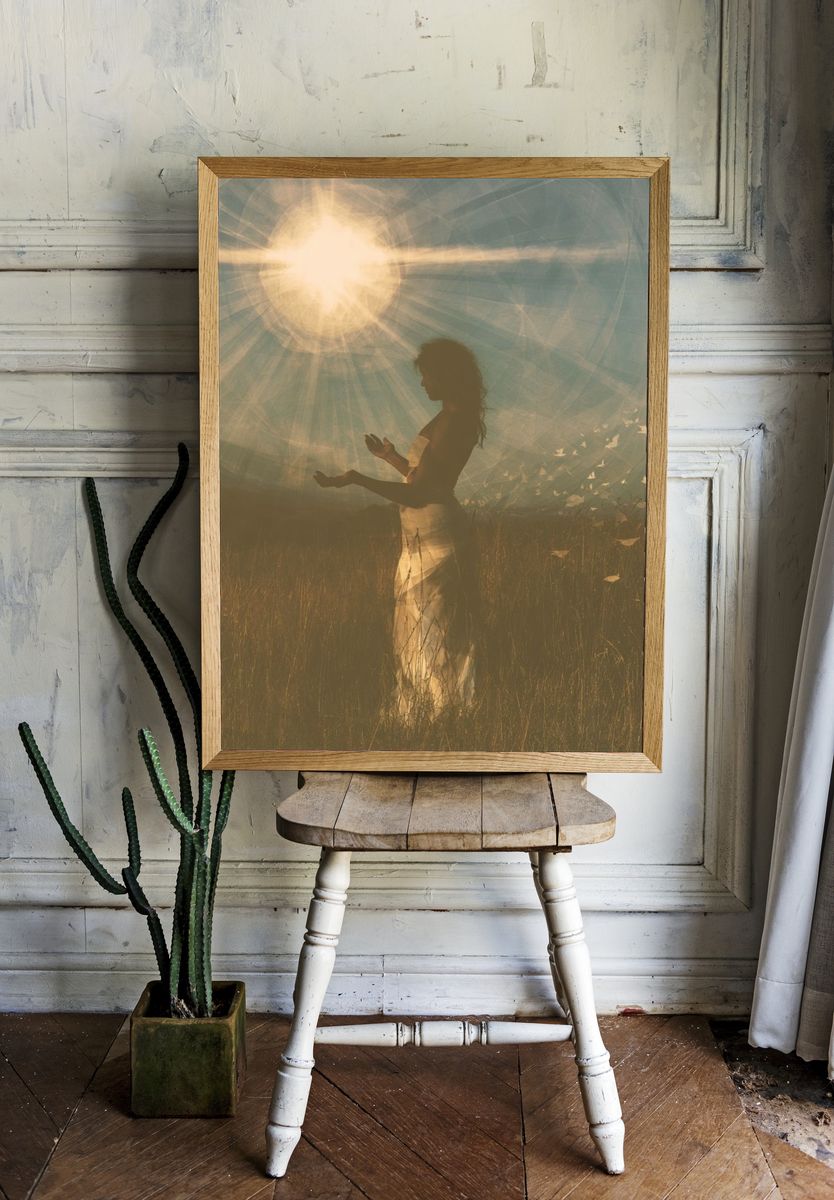 Sunlit Silhouette Portrait Print. — room view 1