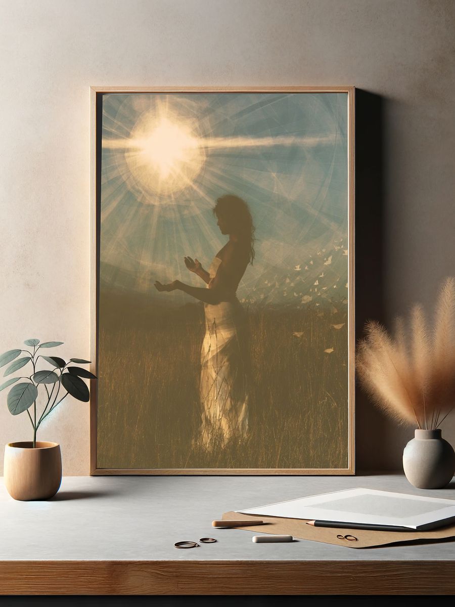 Sunlit Silhouette Portrait Print. — room view 2