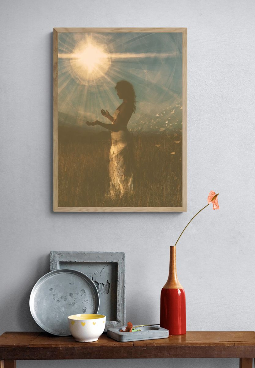 Sunlit Silhouette Portrait Print. — room view 3