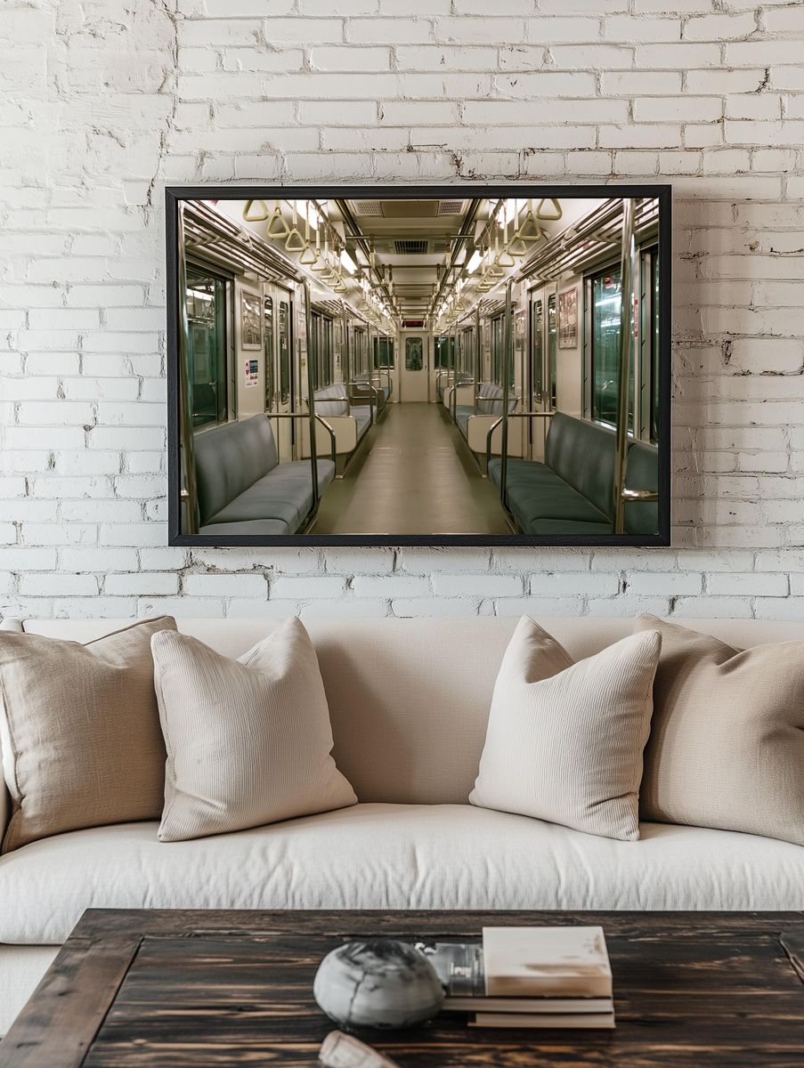 Empty Subway Car Photography Poster. — room view 1