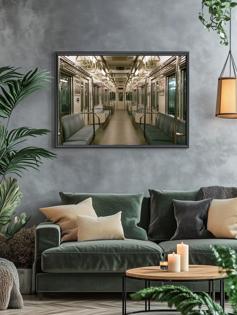 Empty Subway Car Photography Poster. — room view 4