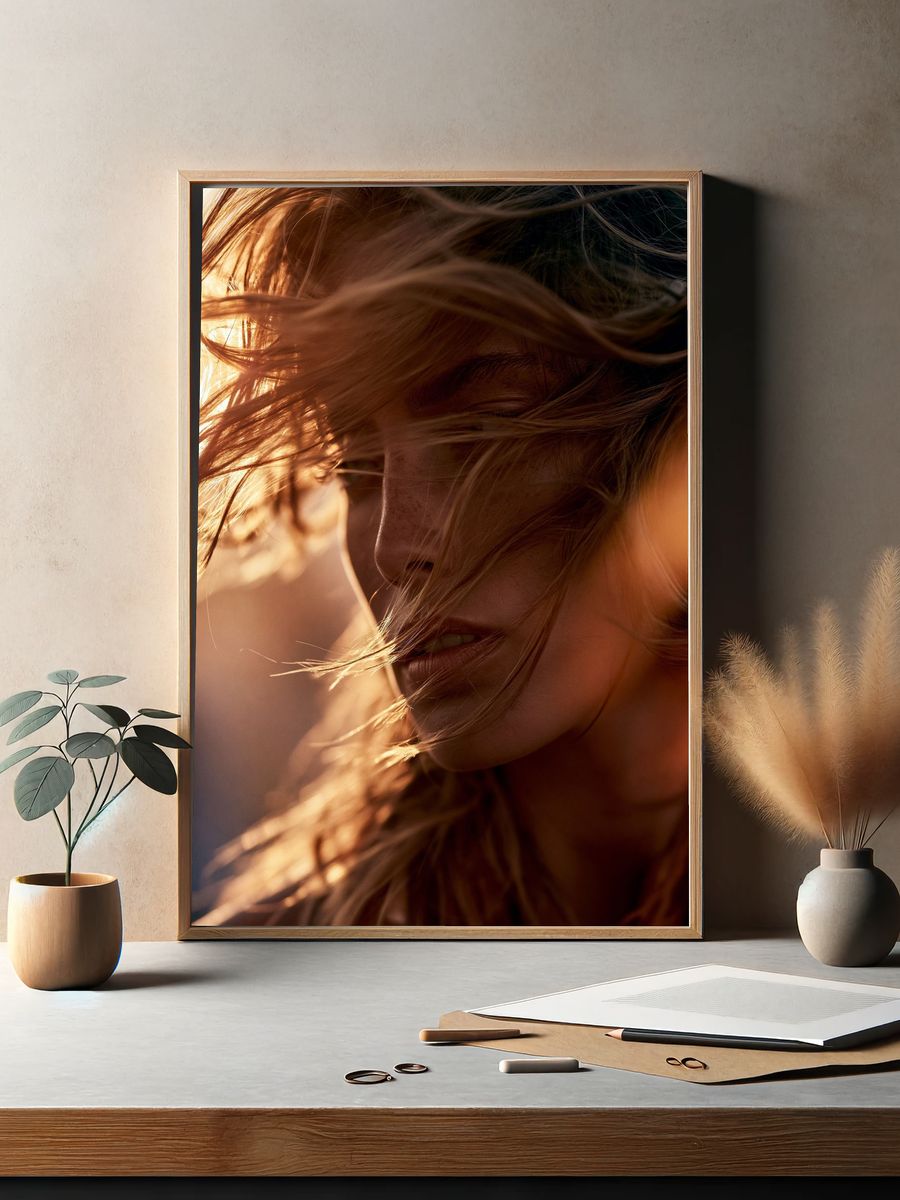 Windblown Portrait Photography Poster. — room view 2