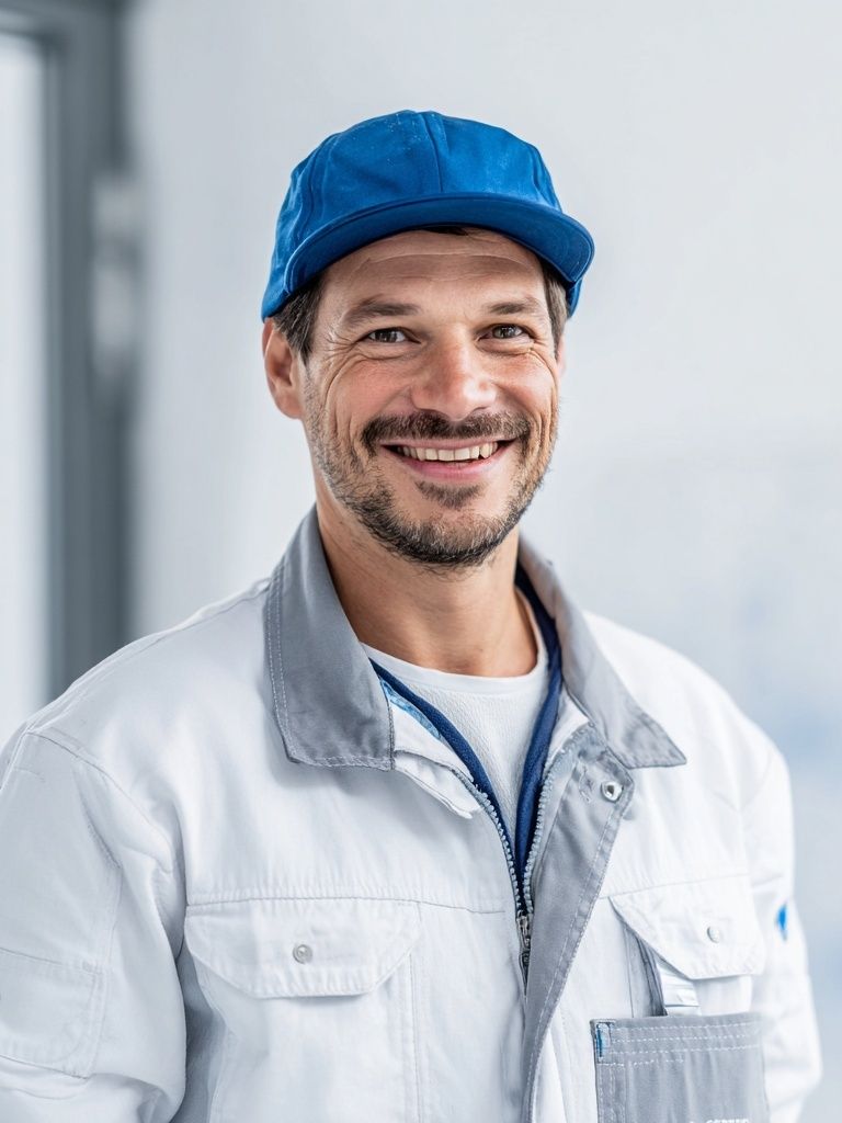 Smiling Worker Portrait Photography Poster. poster detail
