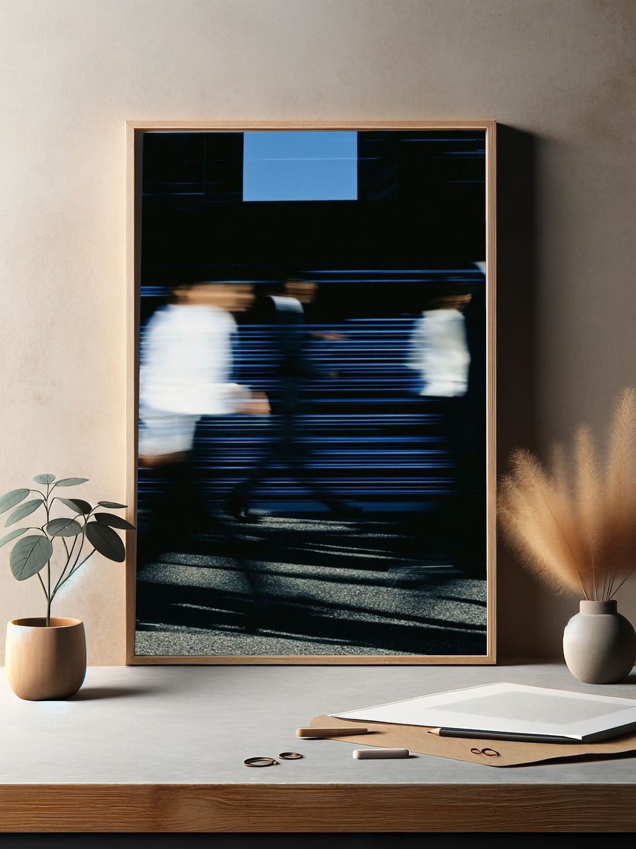 Blurred Commuters Street Photography Poster. — room view 2