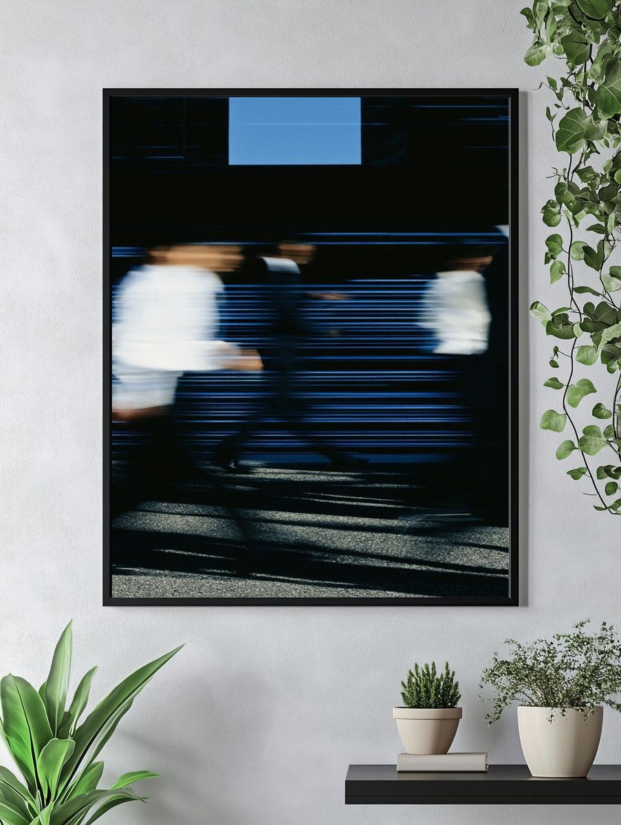 Blurred Commuters Street Photography Poster. — room view 4