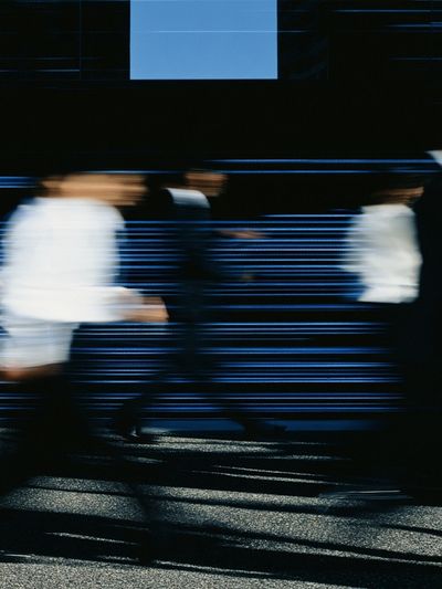 Blurred Commuters Street Photography Poster. poster