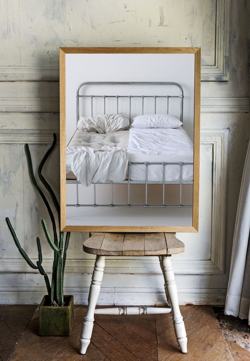 Minimal Bed Frame Photography Print. — room view 1