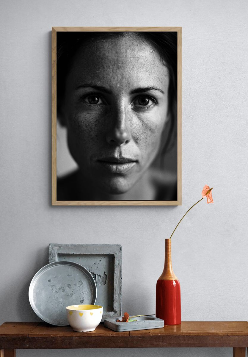 Monochrome Woman Portrait Poster. — room view 3