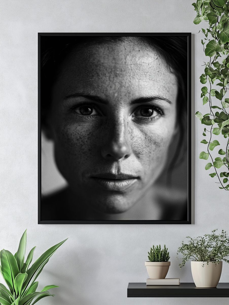 Monochrome Woman Portrait Poster. — room view 4